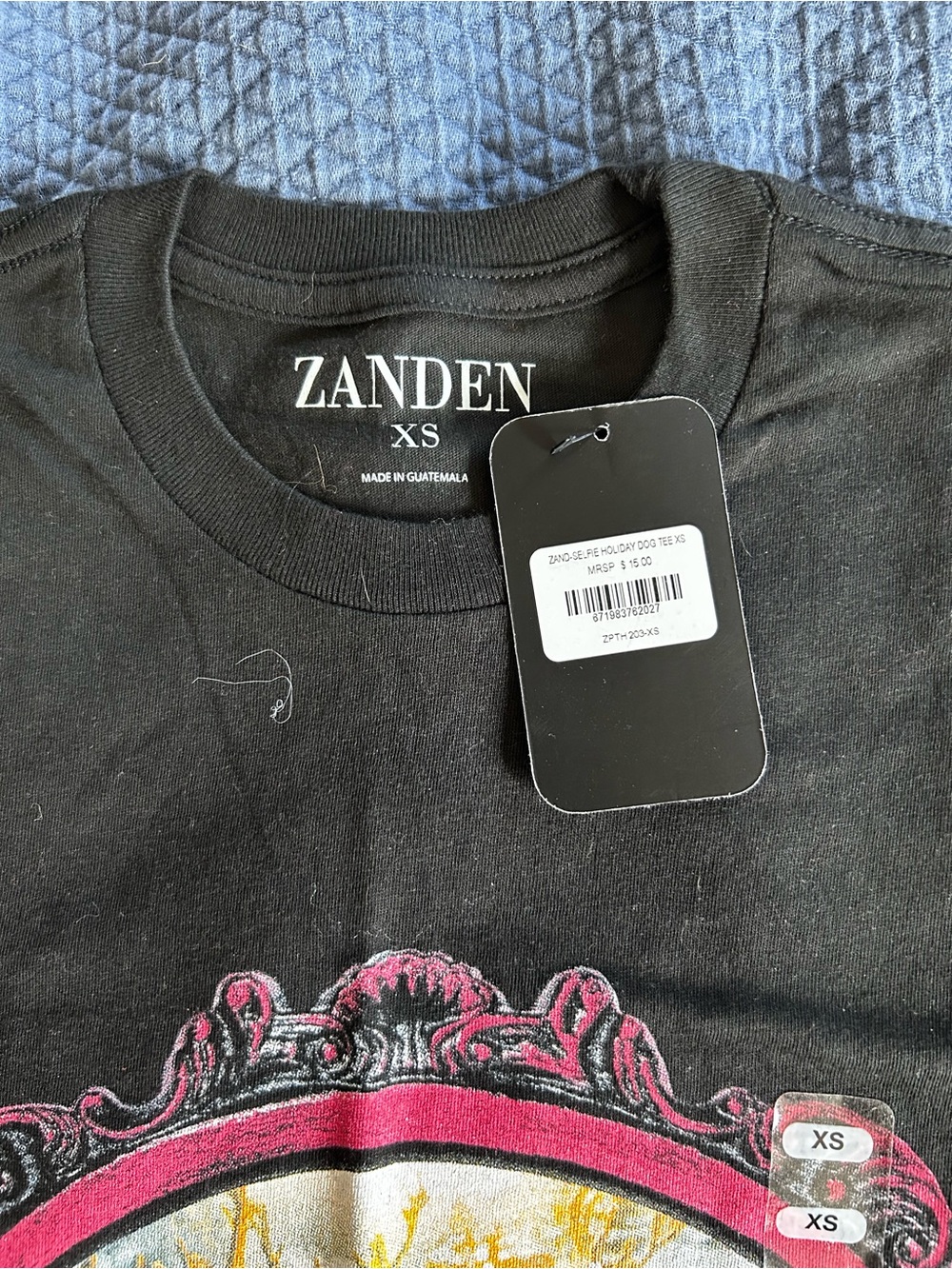 Zanden | Black Graphic Tee with Pink Framed Animal Print - Picture 2 of 2
